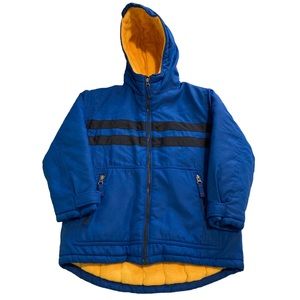 EUC! GAP Kids Blue & Black Striped Winter Coat Jacket Size S (6-7)